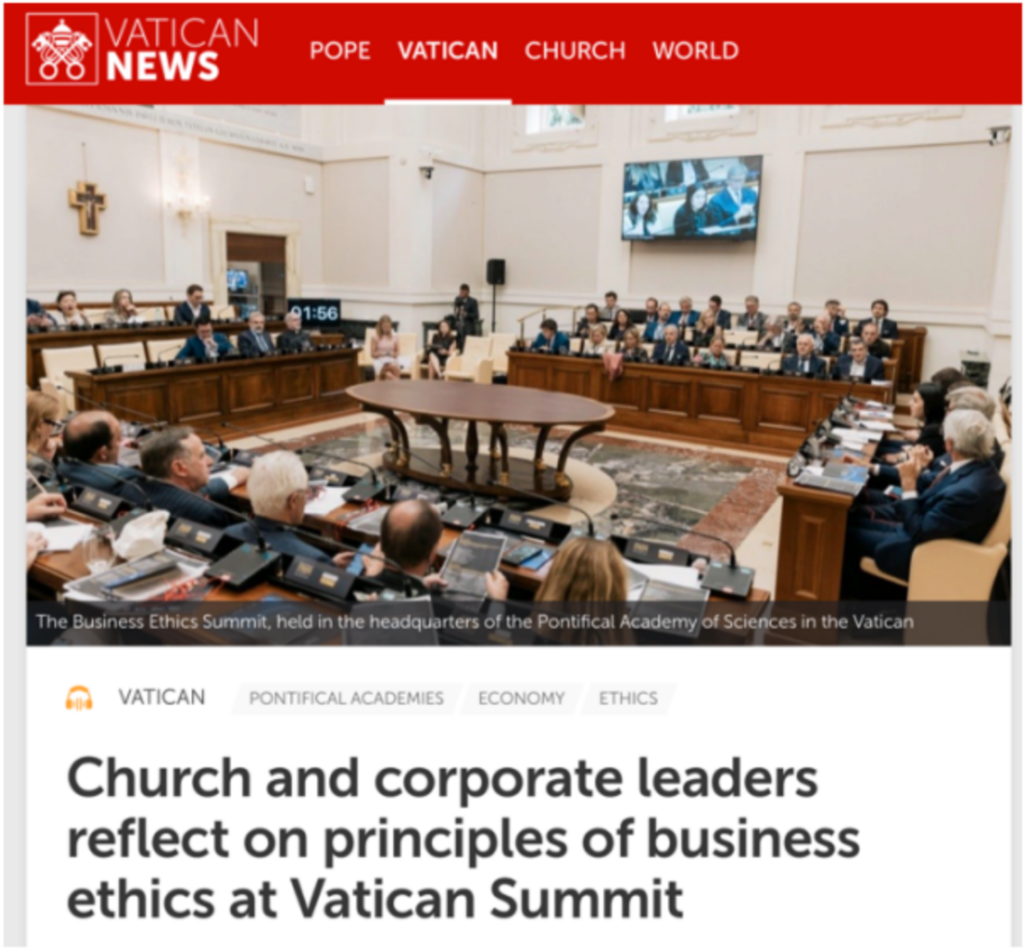 Church and corporateleaders reflect on principles of businessethics at Vatican Summit